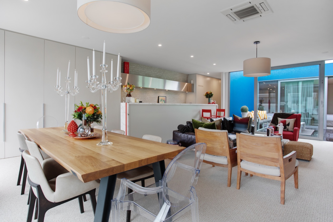 Dining and living with artwork after refurbishment